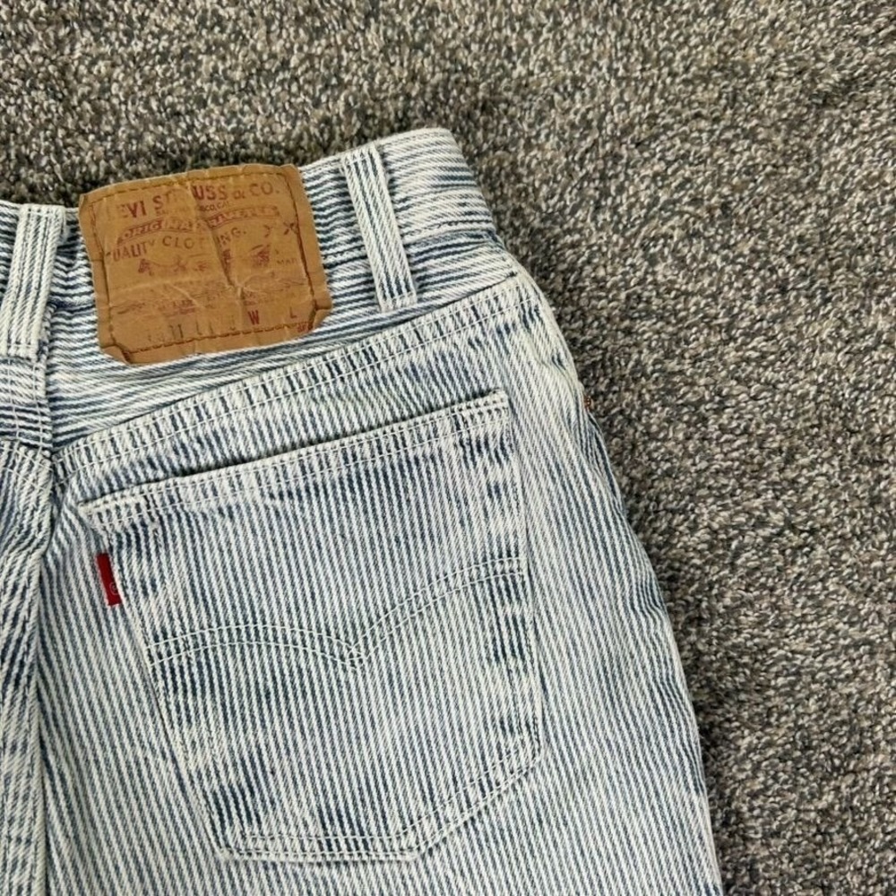 Vintage Levis 501XX Button Fly High Waisted Jean Women Hickory Stripe Denim READ - Picture 5 of 13